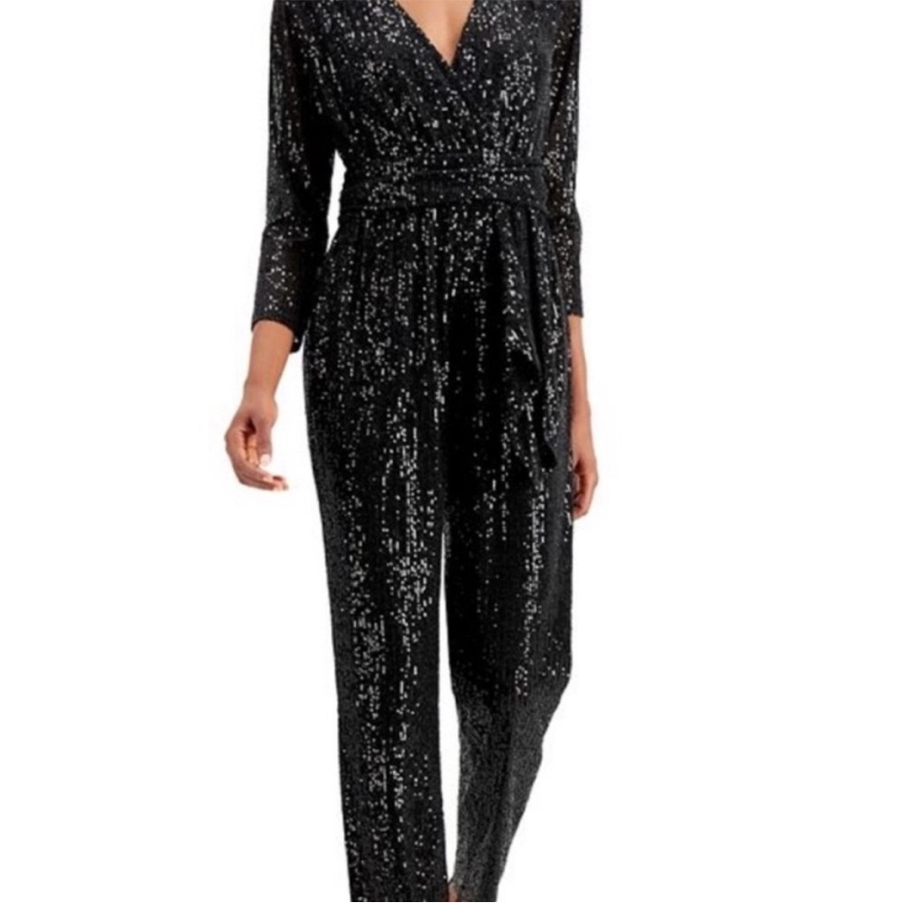 Elegant Black Sequin Jumpsuit